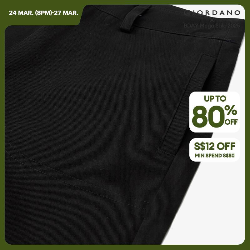 GIORDANO Women Pants Big Pockets Simpple Solid Color Pants 100% Cotton Wide Leg Ankle Length Fashion Casual Pants 05423670 · v2