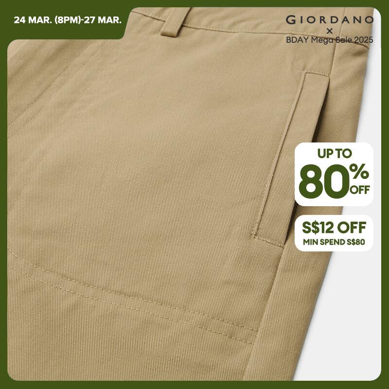 GIORDANO Women Pants Big Pockets Simpple Solid Color Pants 100% Cotton Wide Leg Ankle Length Fashion Casual Pants 05423670 · v2
