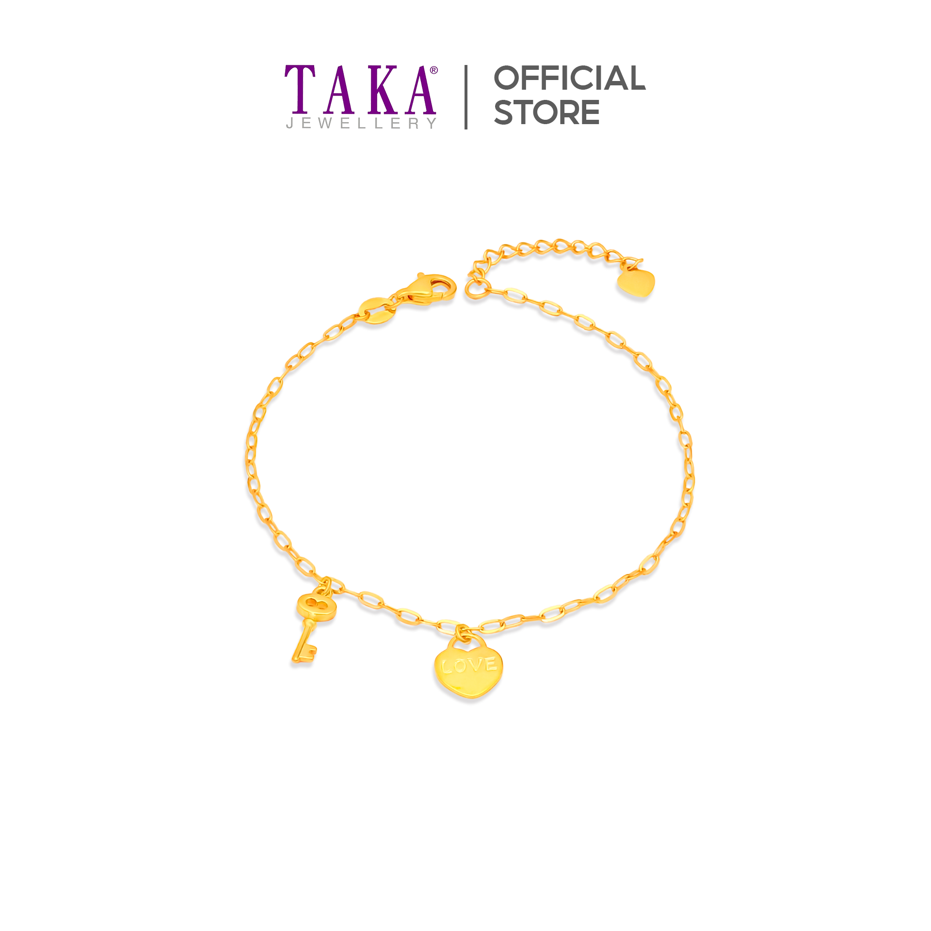 TAKA Jewellery 916 Gold Bracelet Heart & Key · v8