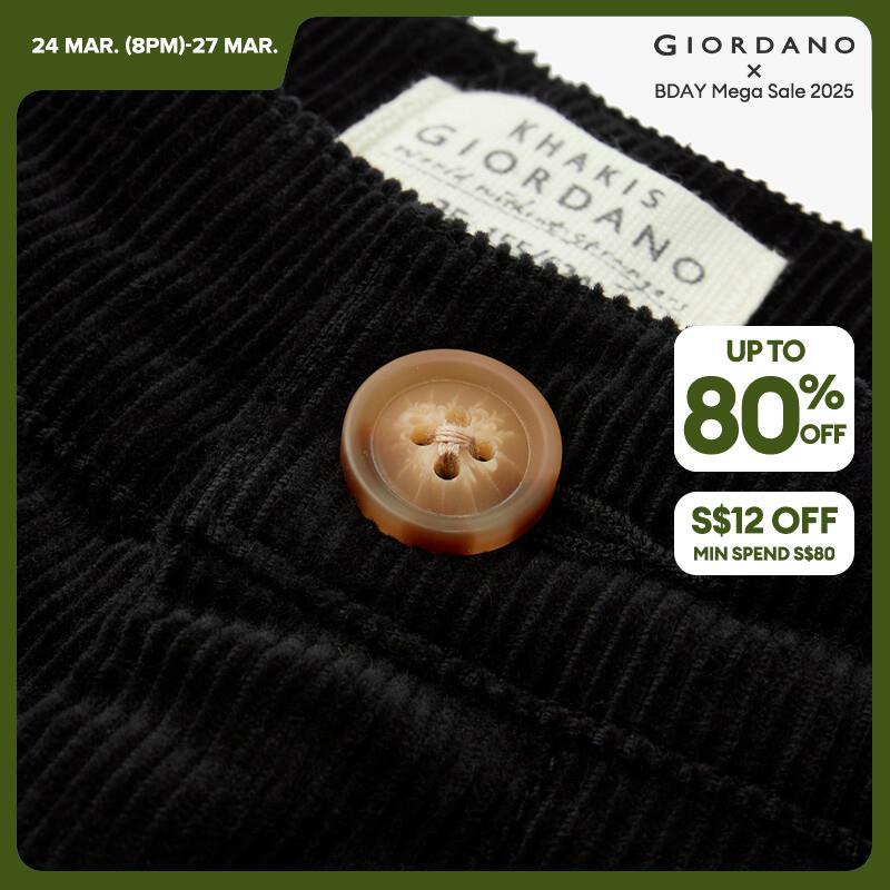 GIORDANO Women Pants 100% Cotton Corduroy Straight Pants Solid Color Ankle Length Simple Fashion Casual Warm Pants 05423674 · v2