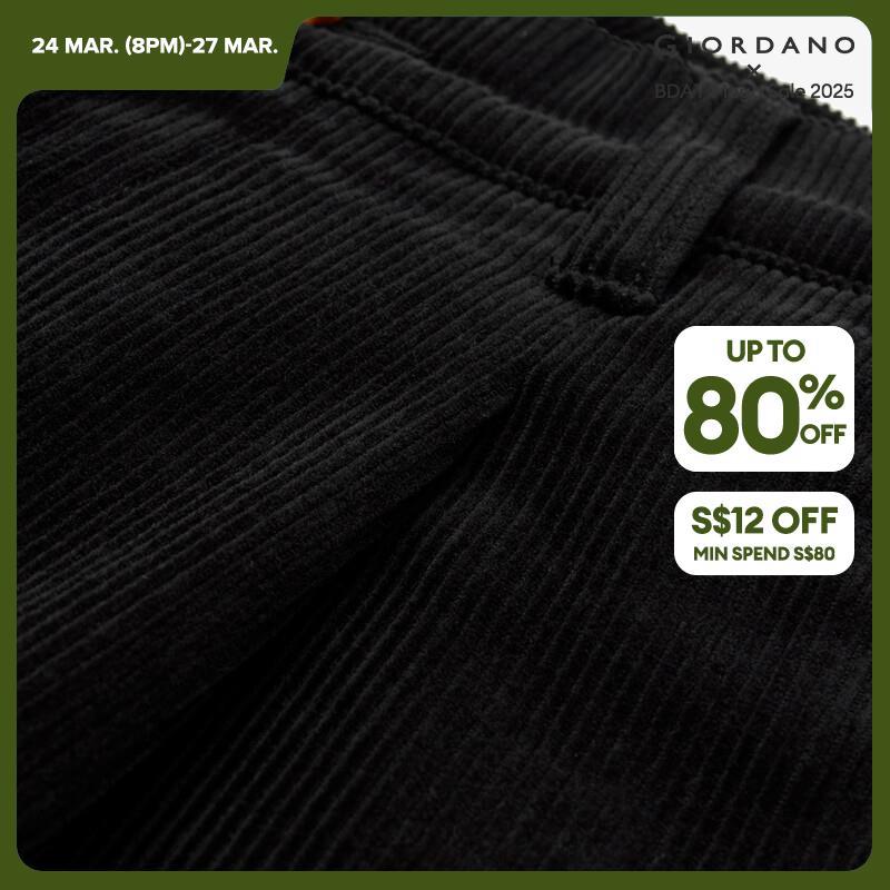 GIORDANO Women Pants 100% Cotton Corduroy Straight Pants Solid Color Ankle Length Simple Fashion Casual Warm Pants 05423674 · v2