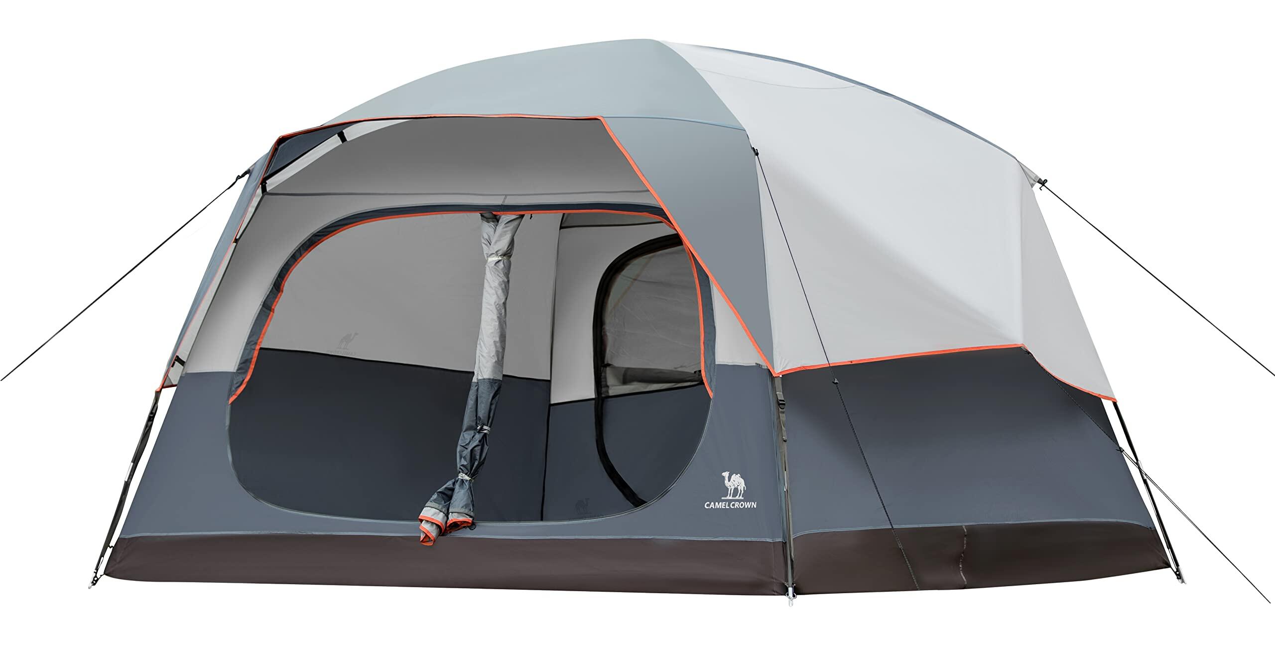 CAMEL CROWN Tents for Camping 5/6/7/8 Person Waterproof Easy Setup Folding Camping Tent with 2 Door Spacious Backpacking Tent for Outdoor Camping Hiking