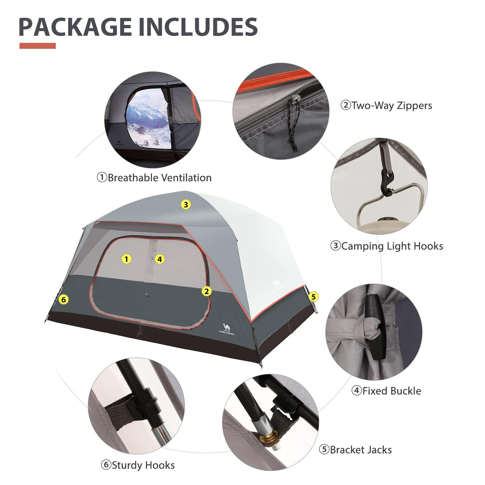 CAMEL CROWN Tents for Camping 5/6/7/8 Person Waterproof Easy Setup Folding Camping Tent with 2 Door Spacious Backpacking Tent for Outdoor Camping Hiking · v28