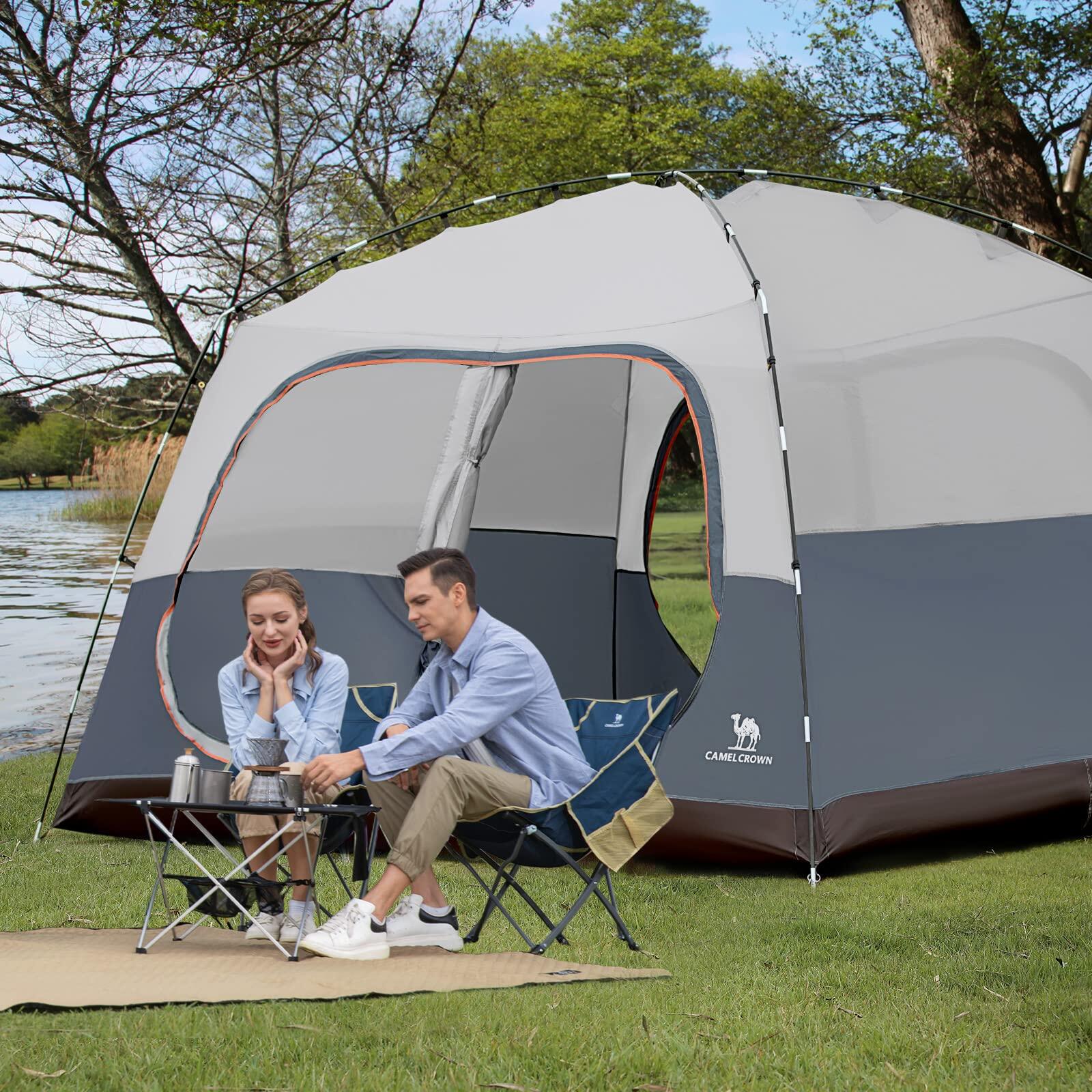 CAMEL CROWN Tents for Camping 5/6/7/8 Person Waterproof Easy Setup Folding Camping Tent with 2 Door Spacious Backpacking Tent for Outdoor Camping Hiking · v28