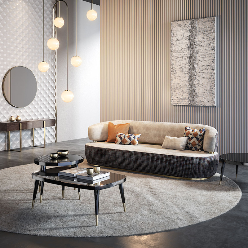 Italian Luxury Cloth Sofa Postmodern Designer Furniture Customized Large Villa Living Room Sofa Combination · v4