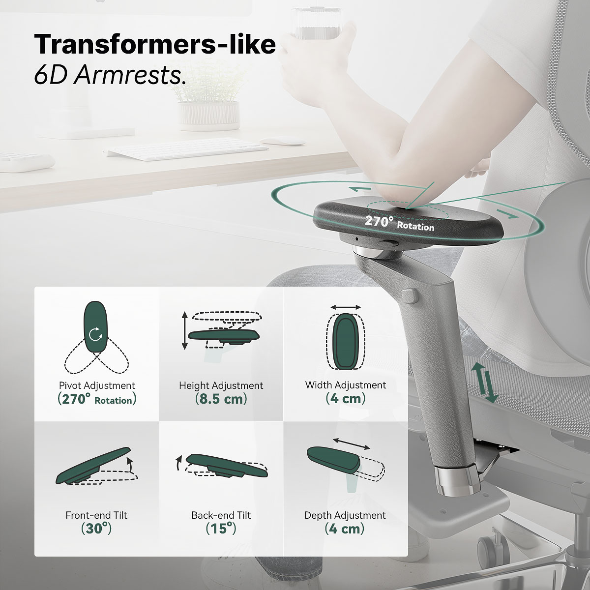 Hinomi X1 3D Sırt Destekli Ergonomik Ev Ofisi Koltuğu | Bacak Desteği | Oyun | Örgü Sandalye
