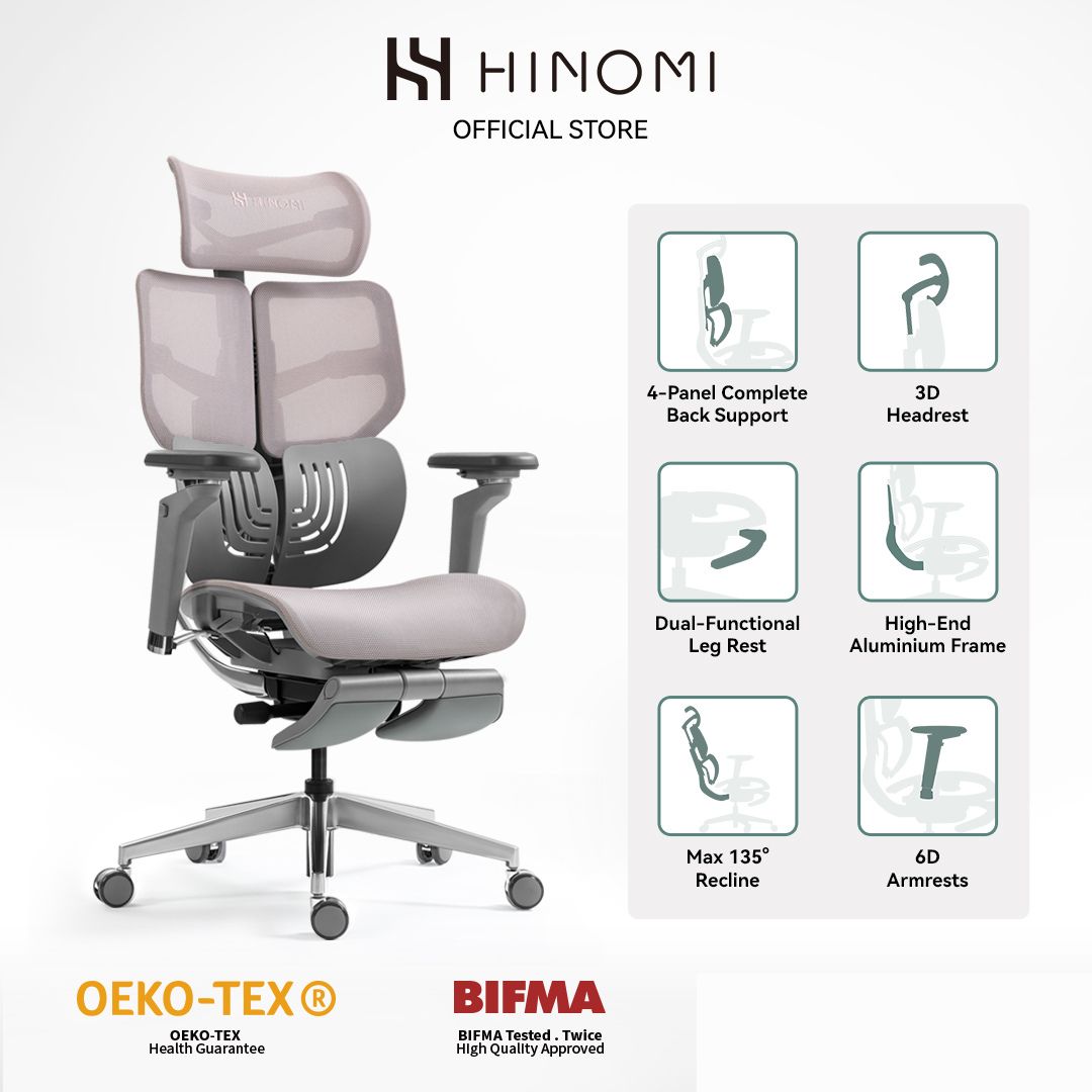 Hinomi X1 3D Sırt Destekli Ergonomik Ev Ofisi Koltuğu | Bacak Desteği | Oyun | Örgü Sandalye