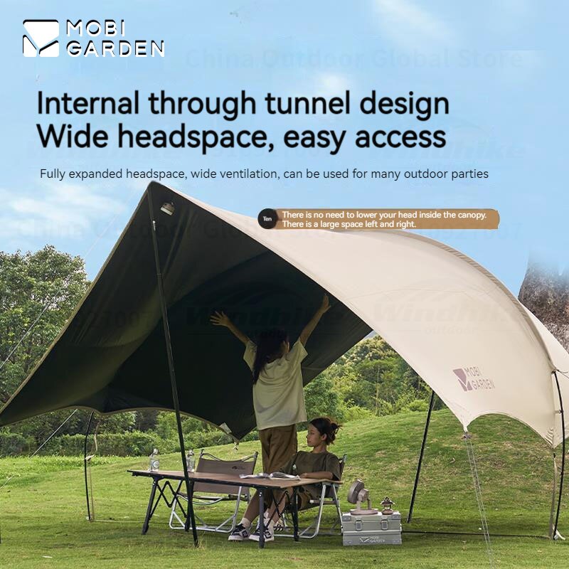 MOBI GARDEN Outdoor Camping Picnic Tent Anti-vinyl Canopy Rain Anti-ultraviolet 50+ Large-size Tunnel-type Oxford View D250 · v49