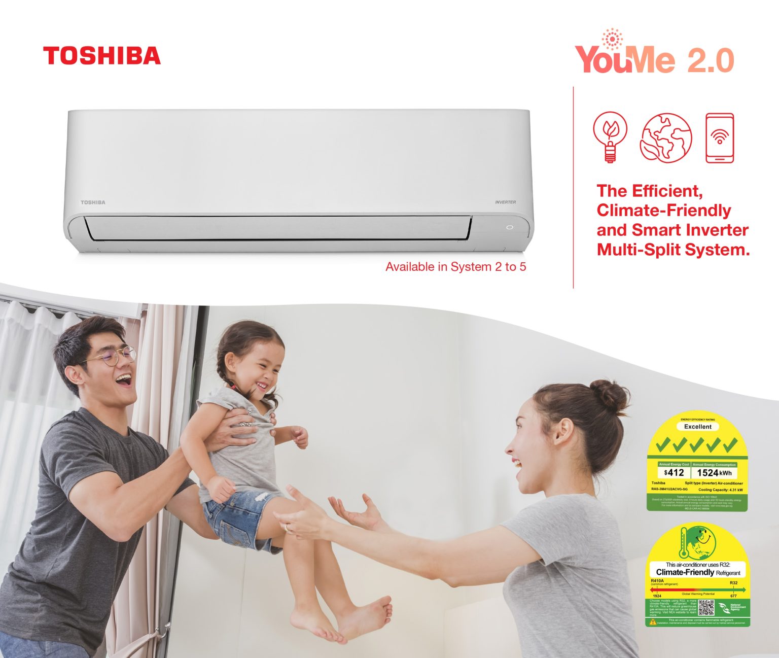 Máy lạnh Toshiba (R32) System 3 được tháo lắp MIỄN PHÍ