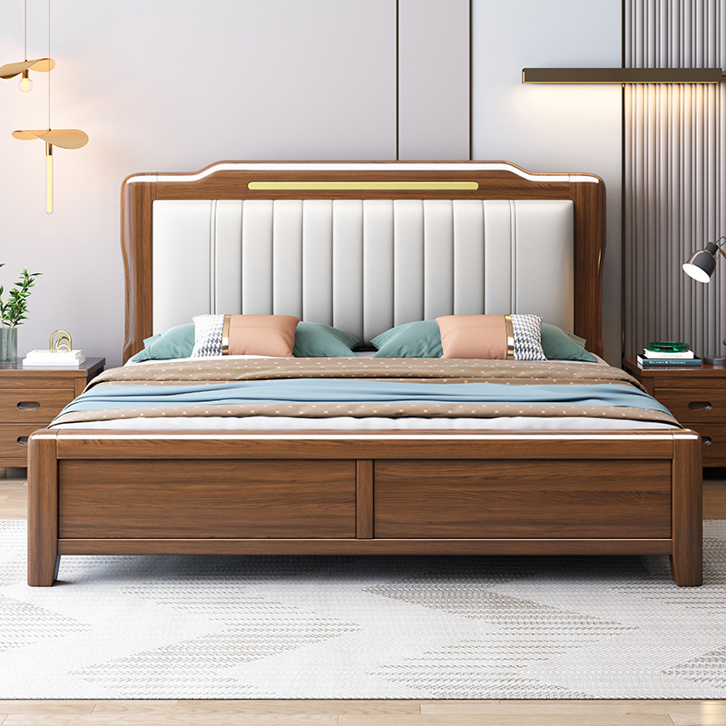 Neues goldenes Sandelholzbett im chinesischen Stil, 1,8 m, Doppelbett, Hauptschlafzimmer, 1,5 m Bett, M, leichtes, luxuriöses Schlafzimmermöbelbett