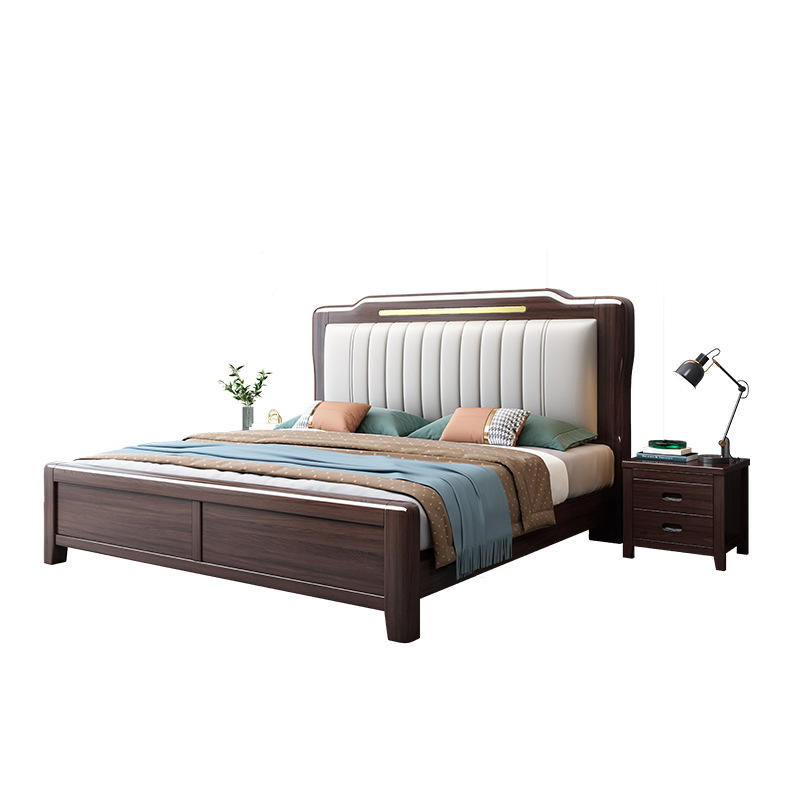 Neues goldenes Sandelholzbett im chinesischen Stil, 1,8 m, Doppelbett, Hauptschlafzimmer, 1,5 m Bett, M, leichtes, luxuriöses Schlafzimmermöbelbett