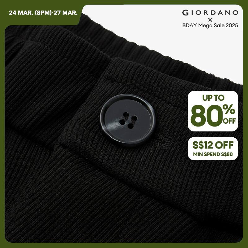 GIORDANO Women Pants Half Elastic Waist Wide Leg Ralaxed Drape Pants Solid Color Simple Fashion Casual Loose Pants 18413916 · v2
