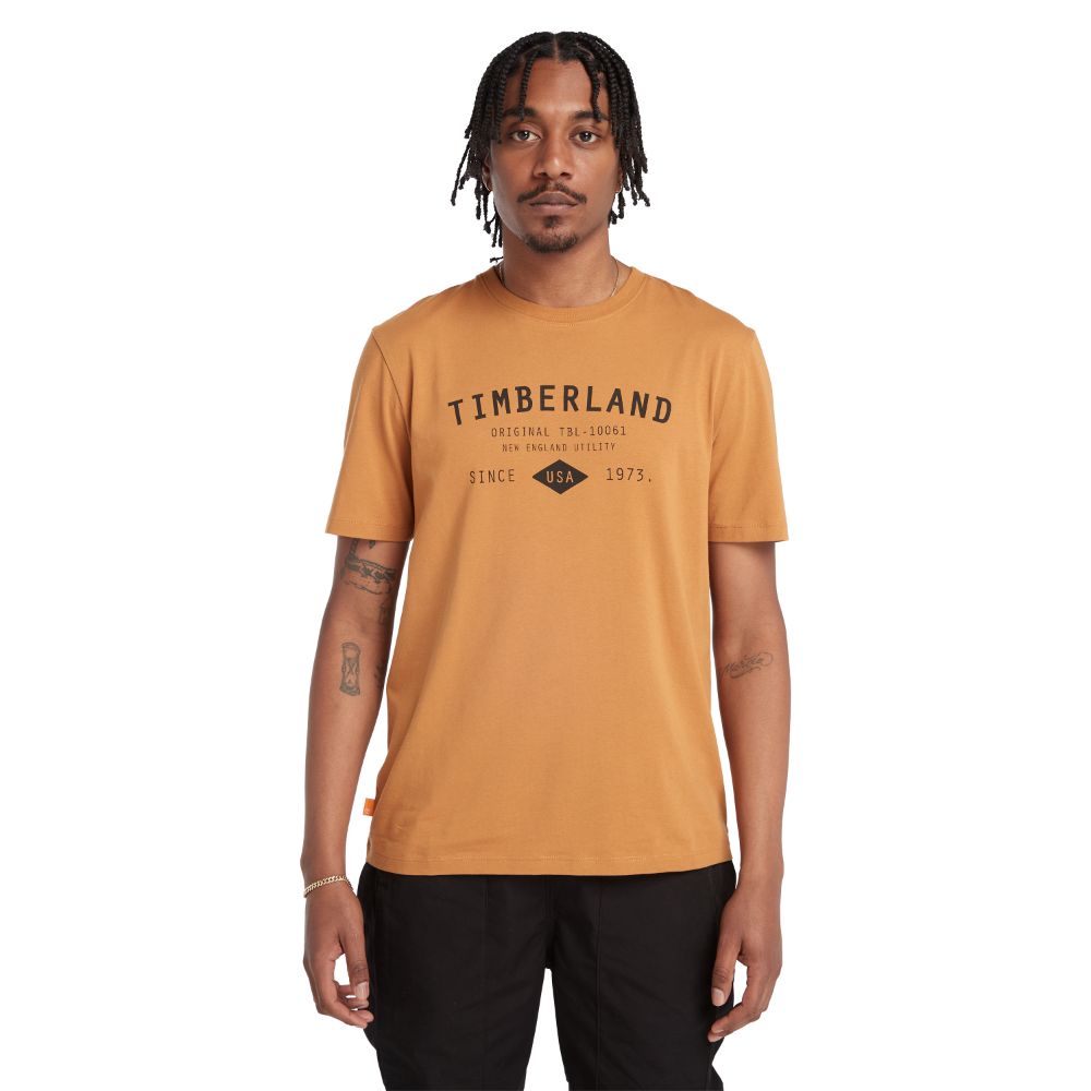 Timberland Men's Short Sleeves Workwear Label Tee Wheat Boot