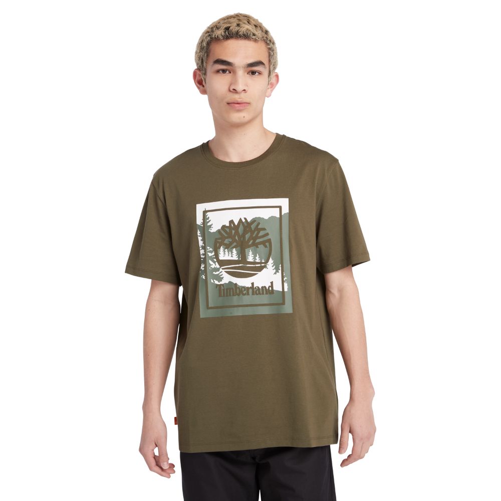 Timberland Men's Short Sleeves Graphic Logo Tee Grape Leaf