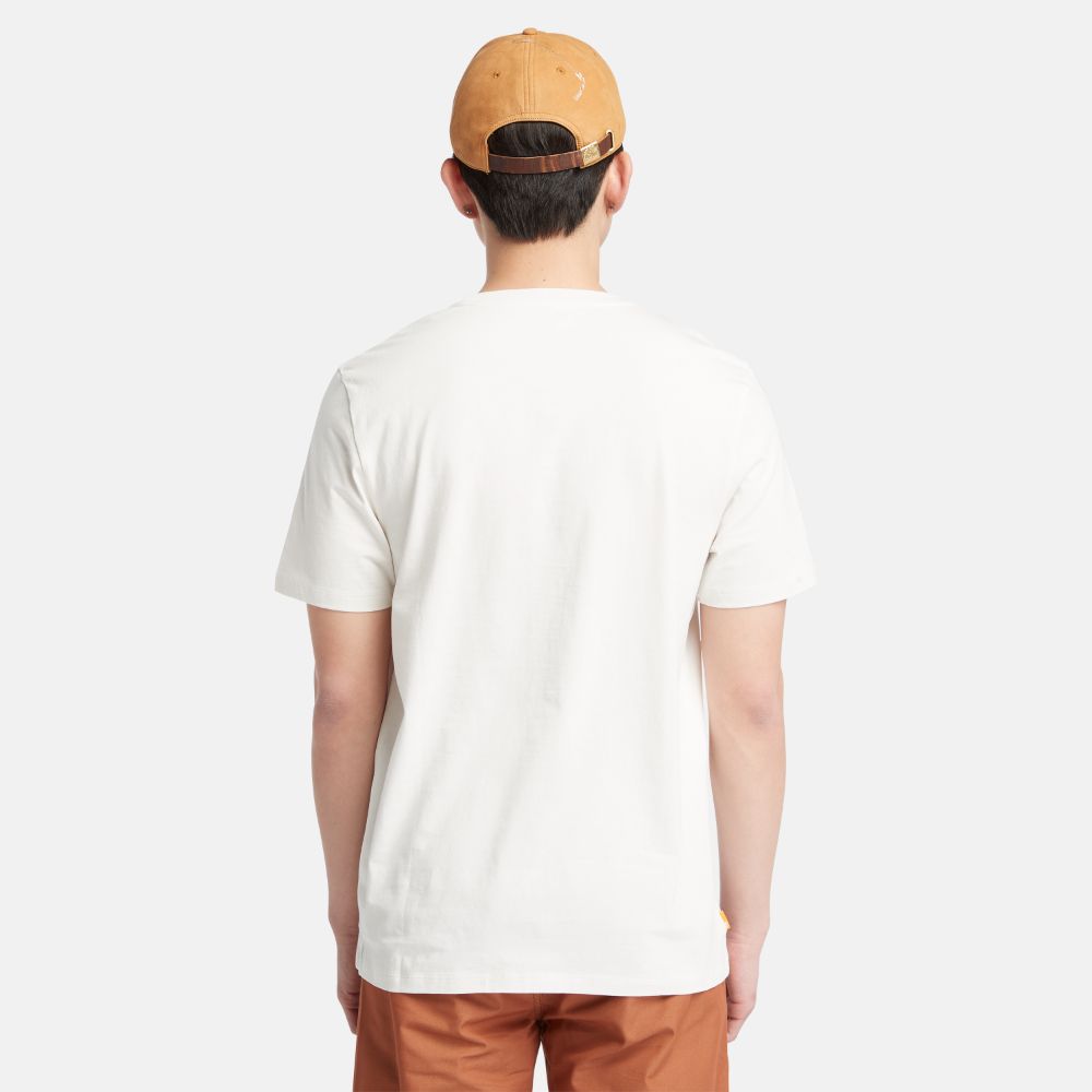 Timberland Men's Short Sleeves Graphic Logo Tee Vintage White