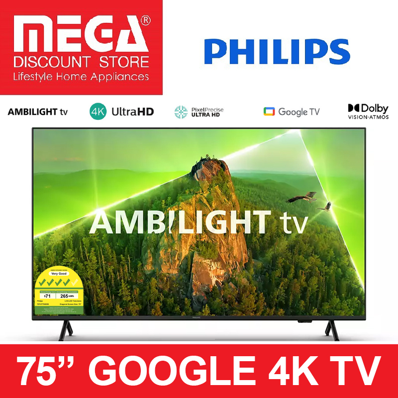 PHILIPS 75PUT7908 75" AMIBILIGHT 4K GOOGLE SMART TV + FREE WALLMOUNT INSTALLATION