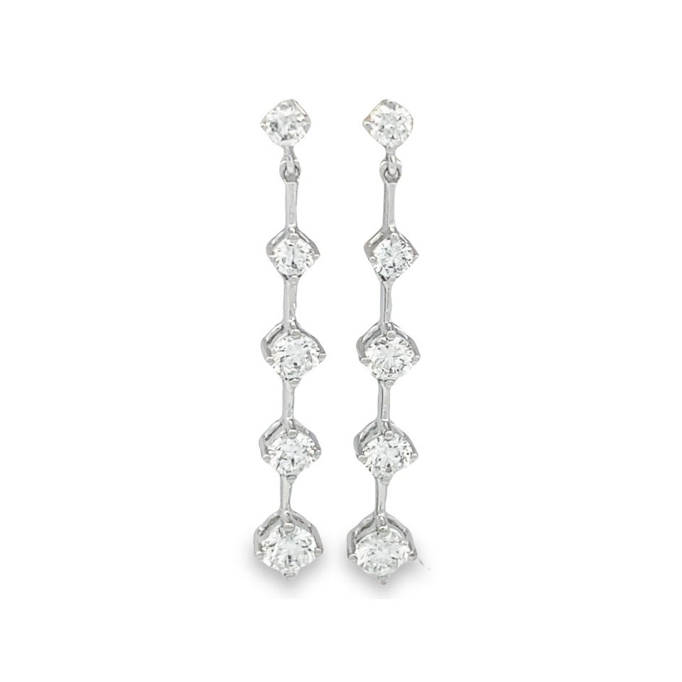 Top Cash Jewellery 10K Lab Grown Dangling Line Design Diamond Stud Earrings · v2