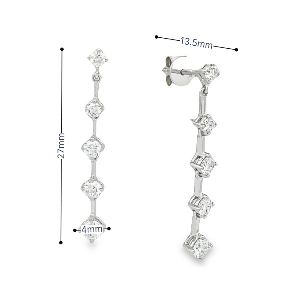 Top Cash Jewellery 10K Lab Grown Dangling Line Design Diamond Stud Earrings · v2