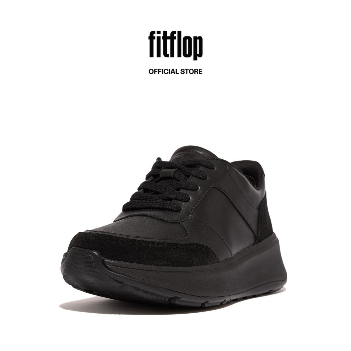 FitFlop F-MODE Women's Leather Suede Flatform Sneakers - All Black (FR1-090) · v7