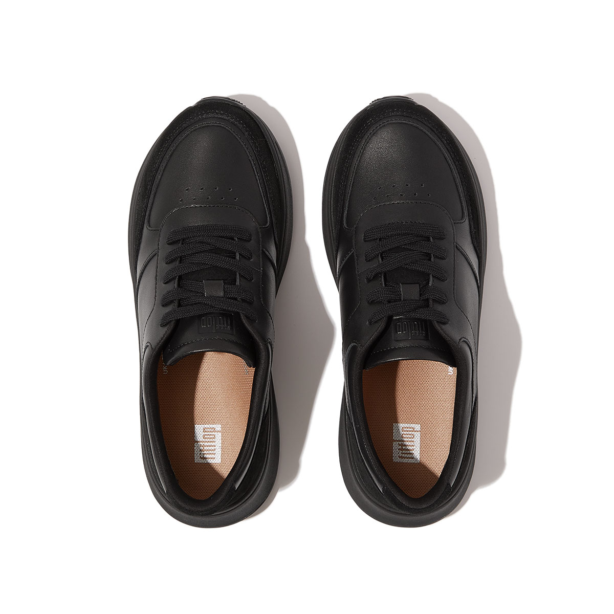 FitFlop F-MODE Women's Leather Suede Flatform Sneakers - All Black (FR1-090) · v7