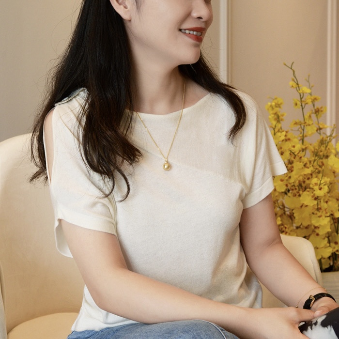 Montagne Jewelry สร้อยคอทองคำบริสุทธิ์ 18k สำหรับผู้หญิง จี้ไข่มุกทะเลใต้แท้ 12-13 มม.