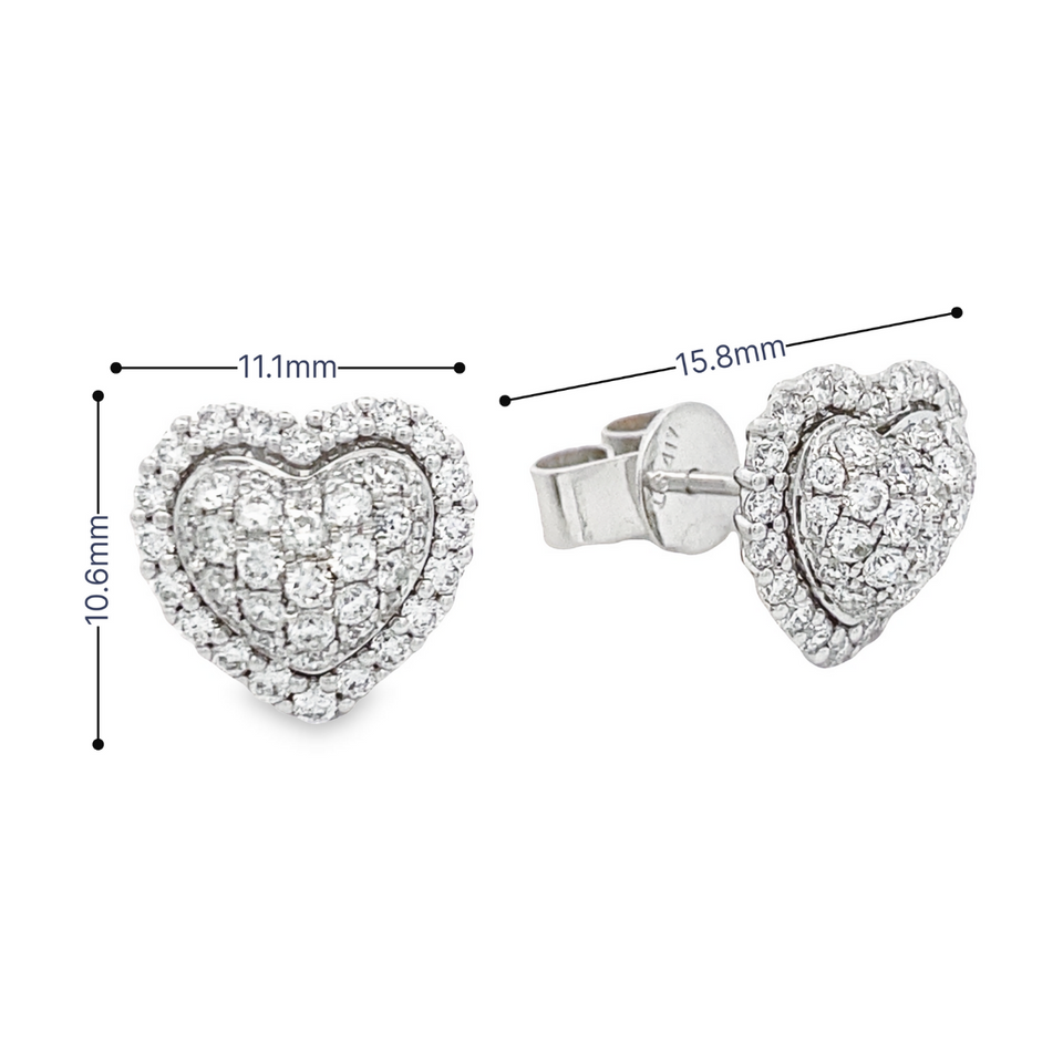 Top Cash Jewellery 10K Lab Grown Diamond Heart Stud Earrings · v4