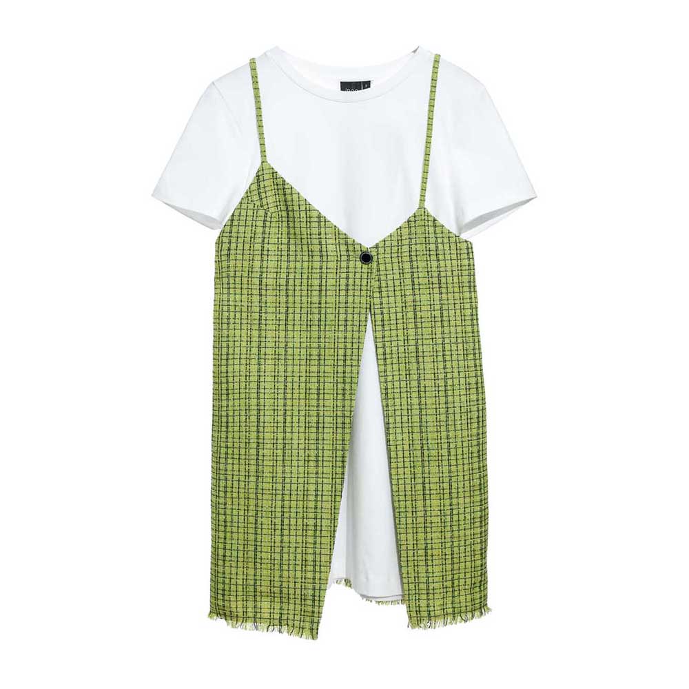 iROO Fashion Women Two Piece One Button Tweed Dress · v5