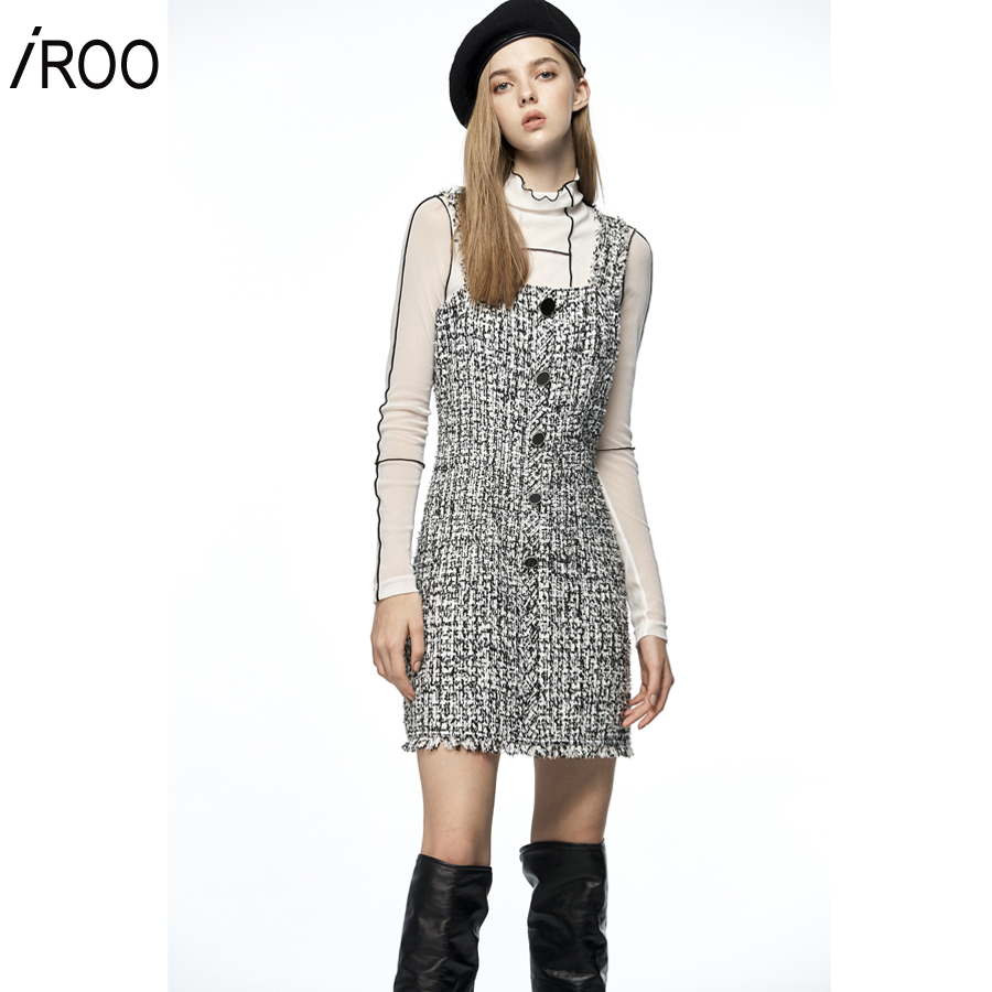 iROO Fashion Women Sleeveless Fitted Tweed Short Dress · v7