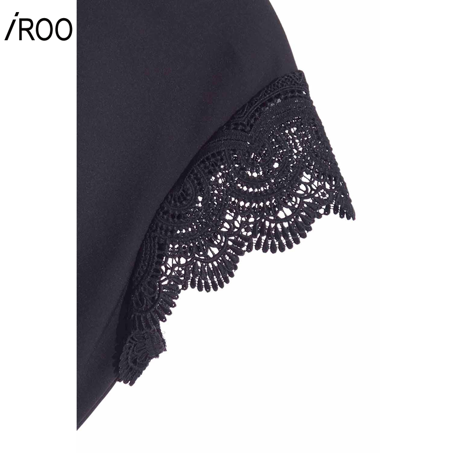 iROO Fashion Women Black Short Sheath Dress With Sleeve Lace · v4