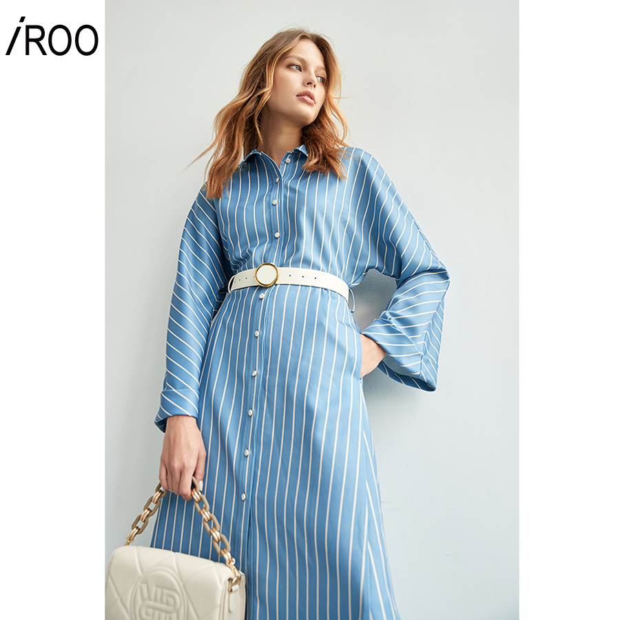 iROO Fashion Women Stripe Collar Dress · v4