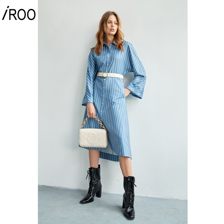 iROO Fashion Women Stripe Collar Dress · v4