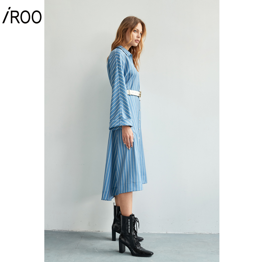 iROO Fashion Women Stripe Collar Dress · v4