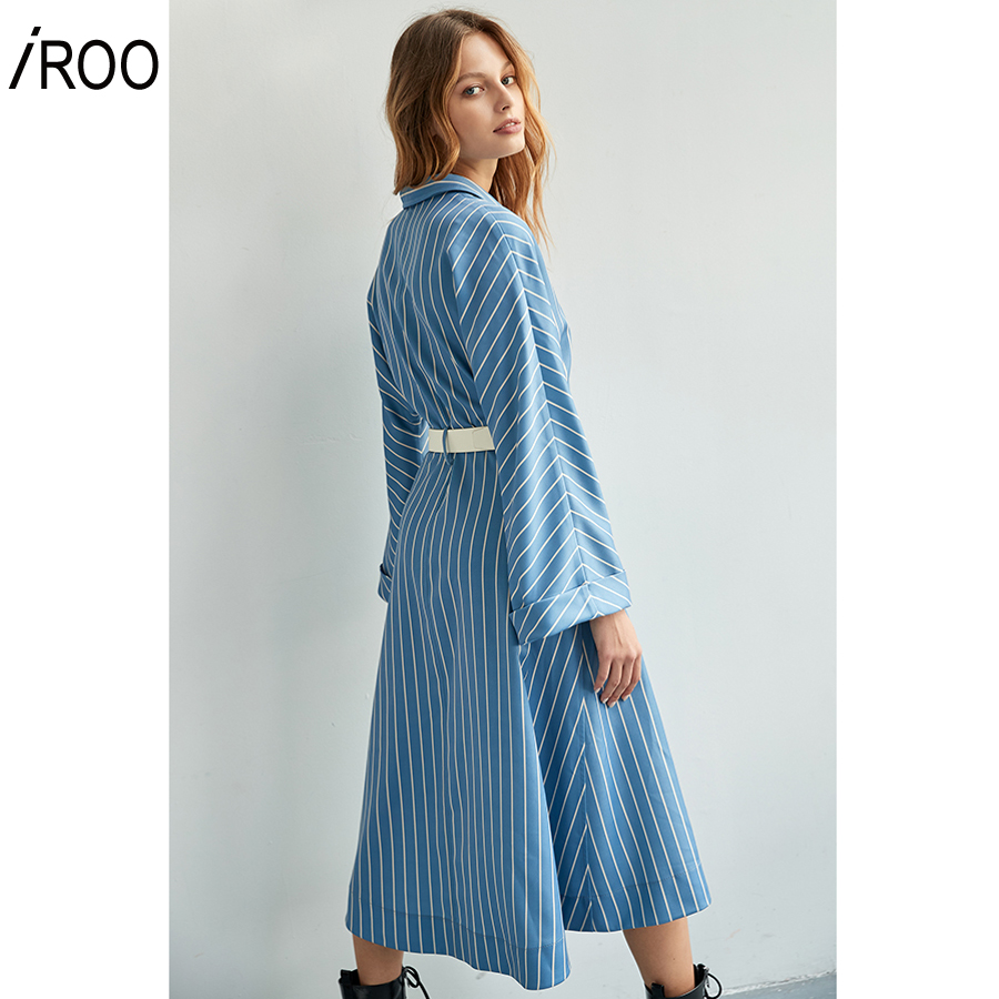 iROO Fashion Women Stripe Collar Dress · v4
