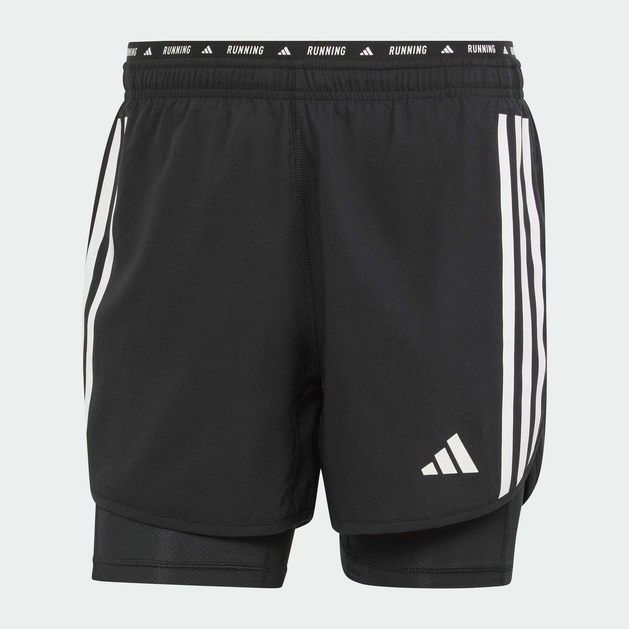 adidas Running Own the Run 3-Stripes 2-in-1 Shorts Men Black IQ3808