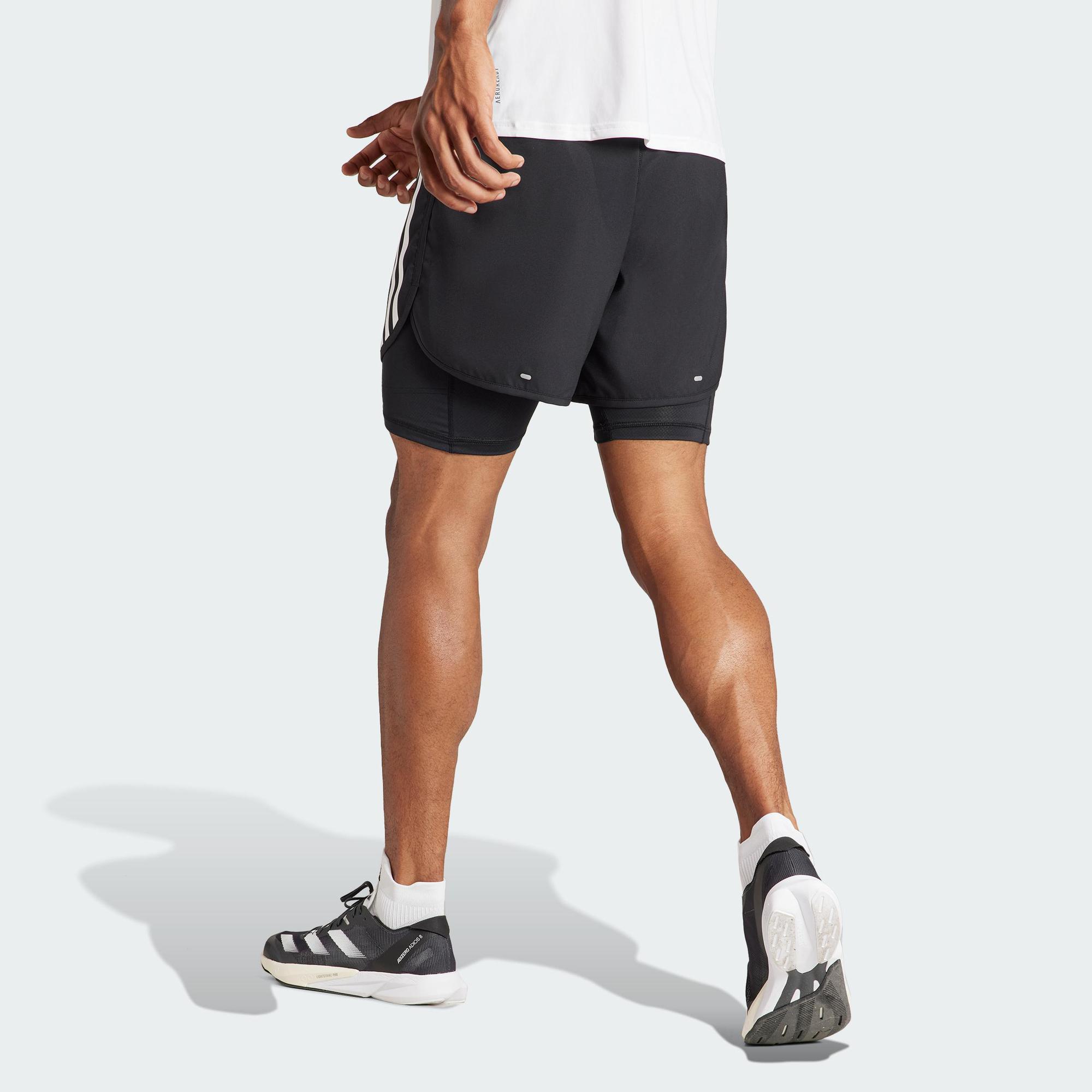 adidas Running Own the Run 3-Stripes 2-in-1 Shorts Men Black IQ3808