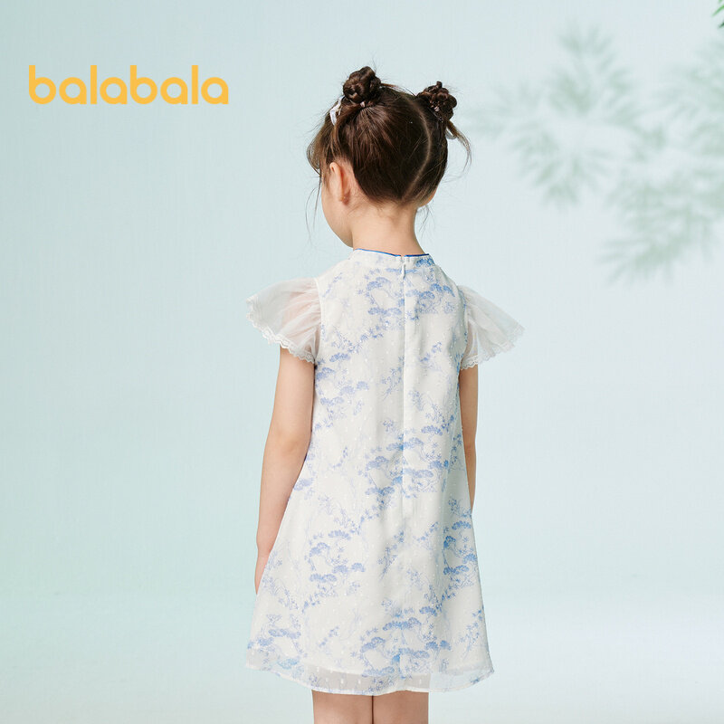 Gaun Anak Balabala Gaun Anak Perempuan Gaun Bayi Musim Panas 2023 Gaun Anak Baru Gaya Amerika Manis Cheongsam Pasang Surut