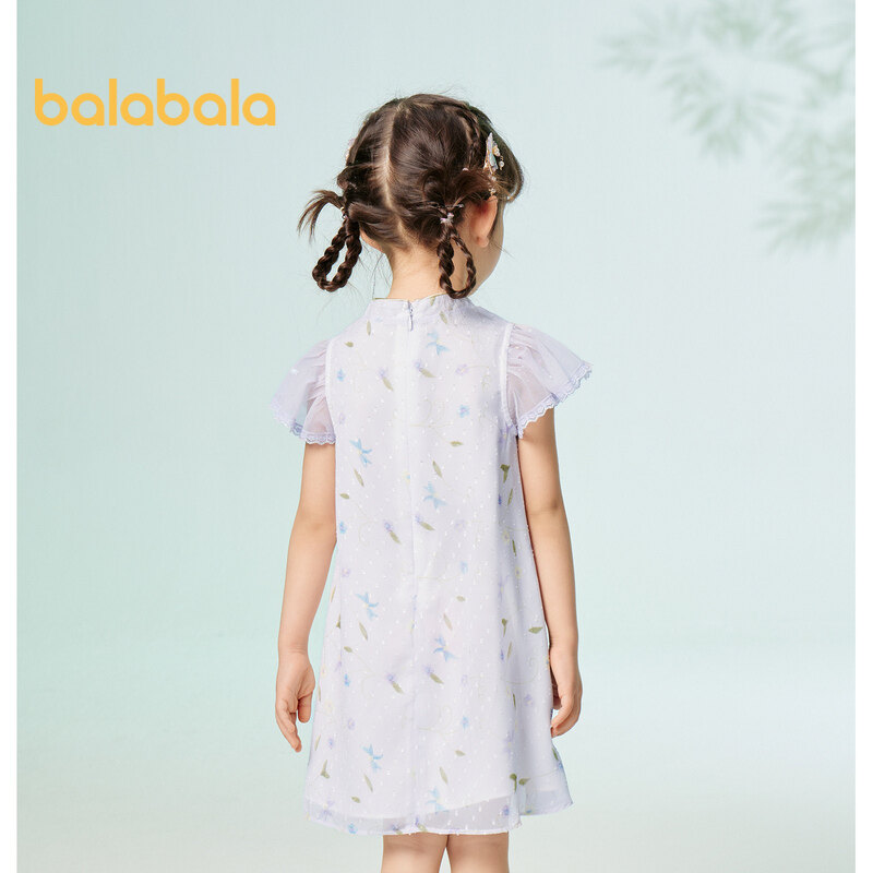 Gaun Anak Balabala Gaun Anak Perempuan Gaun Bayi Musim Panas 2023 Gaun Anak Baru Gaya Amerika Manis Cheongsam Pasang Surut