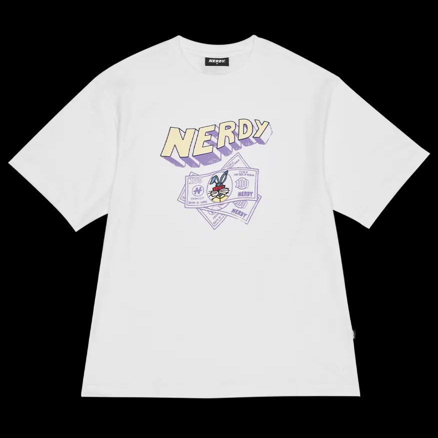 Nerdy Money Rabbit Short Sleeve T-Shirt White · v6