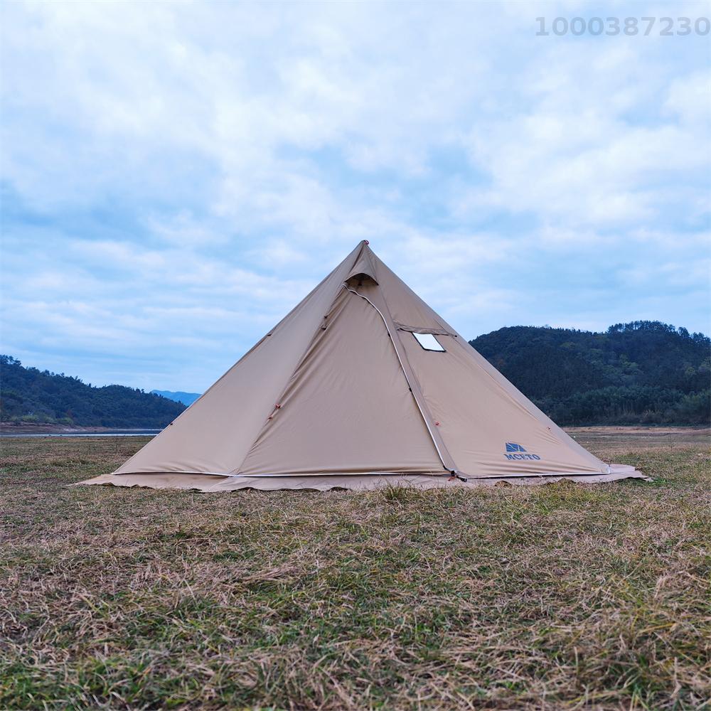 【100% Authentic】Lixada 5-8 People Tipi Hot Tent with Stove Jack Camping Pyramid Teepee Tent for Camping Backpacking Hiking · v25
