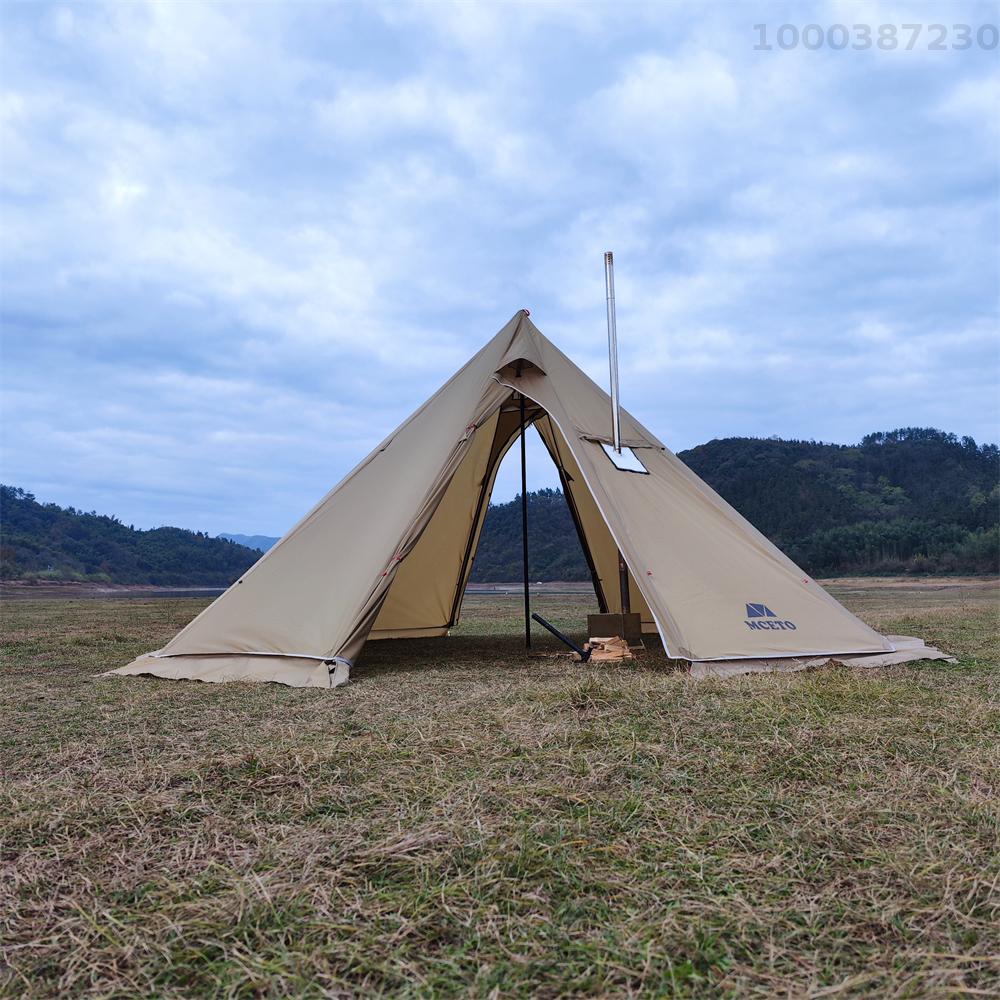 【100% Authentic】Lixada 5-8 People Tipi Hot Tent with Stove Jack Camping Pyramid Teepee Tent for Camping Backpacking Hiking · v25