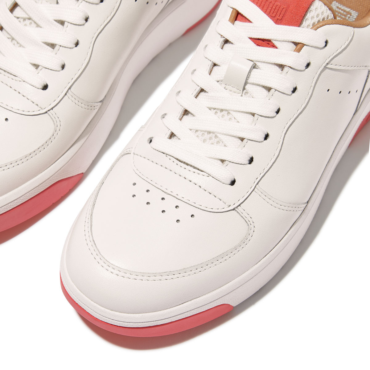 FitFlop RALLY EVO Damen-Turnschuhe aus Leder — Urban White/Rosy Coral (HE5-B20)