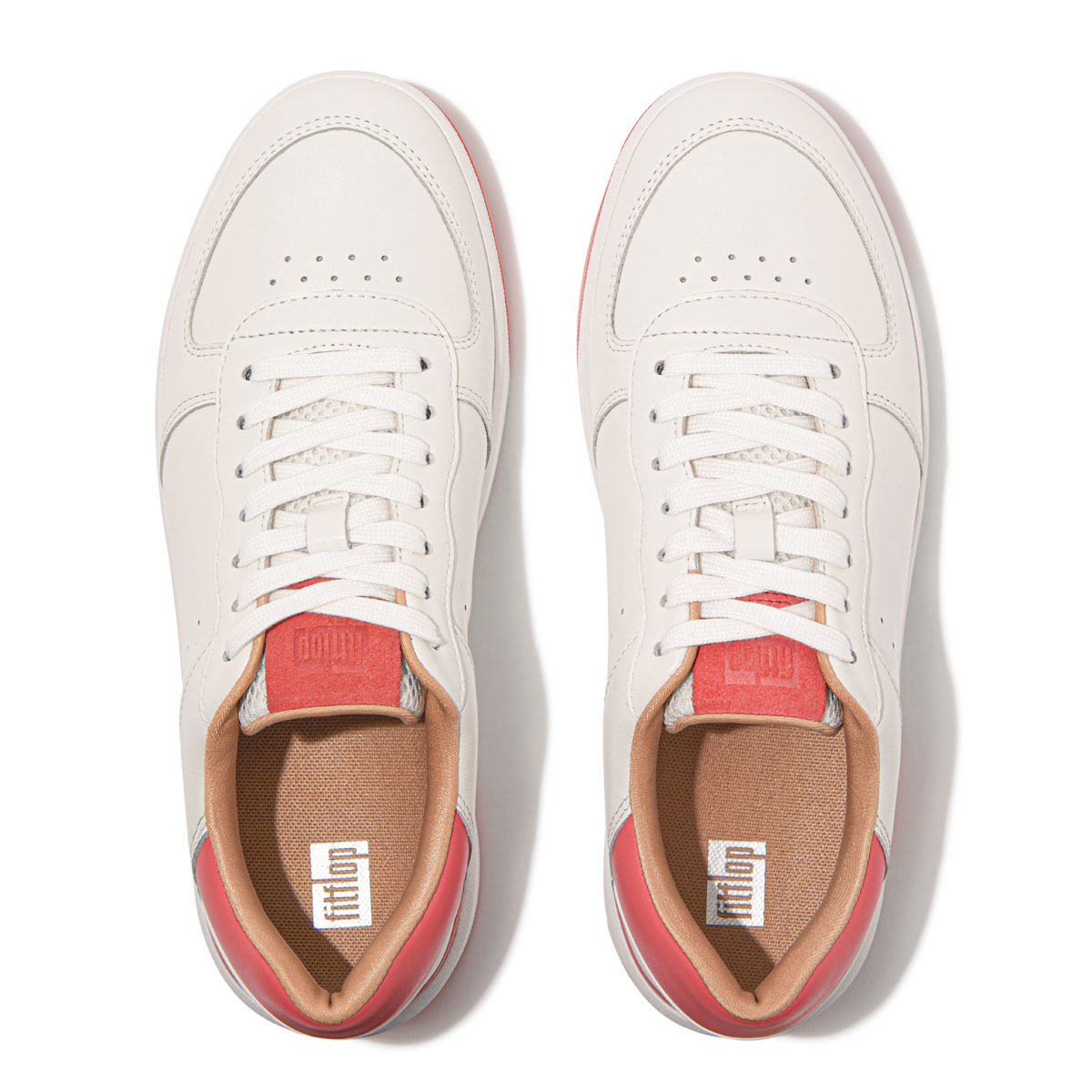 FitFlop RALLY EVO Damen-Turnschuhe aus Leder — Urban White/Rosy Coral (HE5-B20)