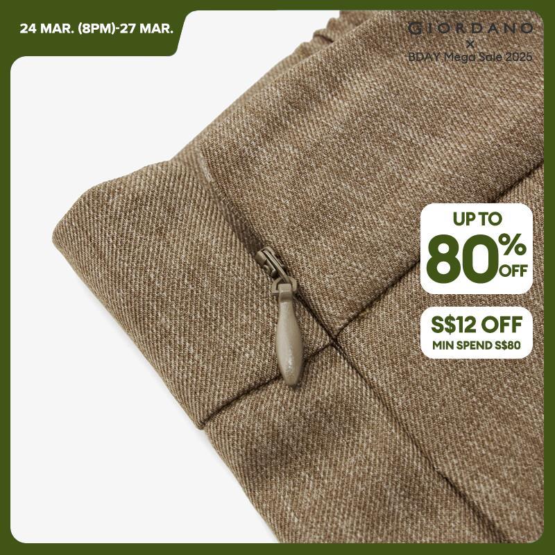GIORDANO Women Pants Half Elastic Waist Smooth Chic Pants Slant Pockets Simple Fashion Casual Pleated Crop Pants 18424601