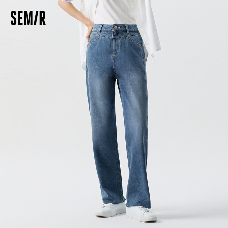 Semir Jeans Damskie Cool Valiant Wind Dragged Spodnie Retro 2024 Spring New Cover Meat Thin Raw Edge Proste spodnie rekreacyjne