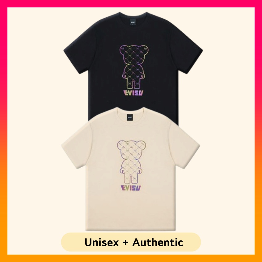 T-shirt ampia con monogramma in mattoni orsi KOREA (nuova 2024)