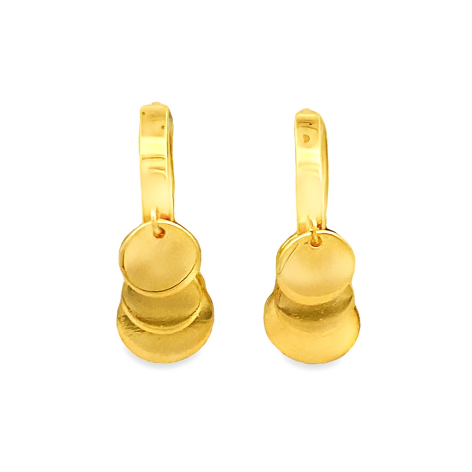 Top Cash Jewellery 916 Gold Dangling Circle Loop Earrings
