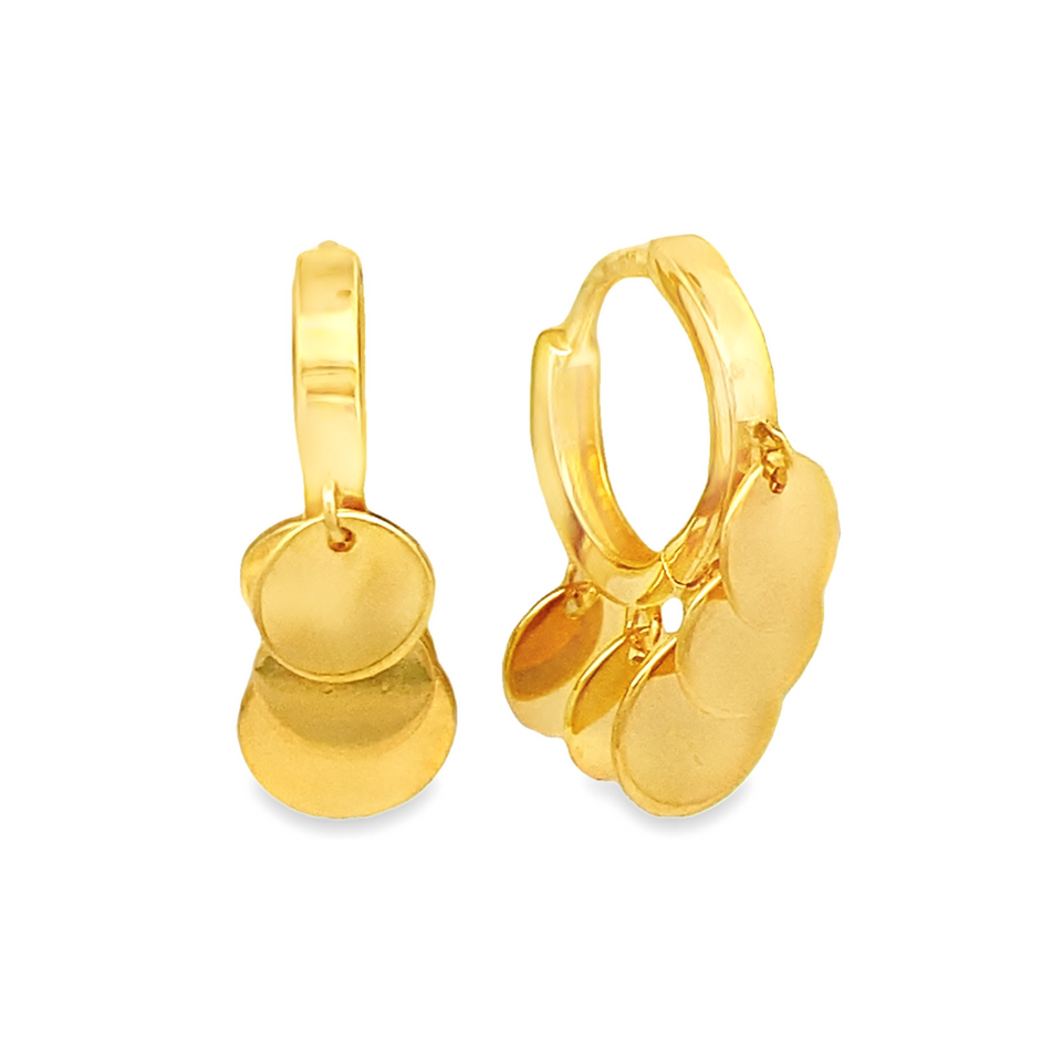 Boucles d'oreilles rondes pendantes en or 916 de Top Cash Jewellery