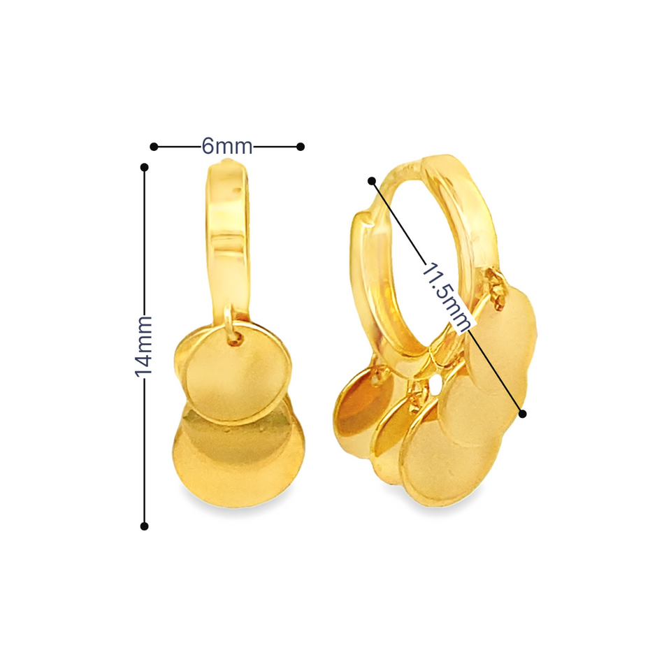 Boucles d'oreilles rondes pendantes en or 916 de Top Cash Jewellery