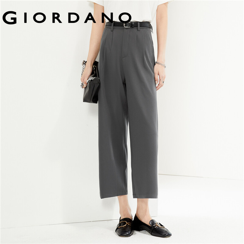 Pantalones GIORDANO para mujer, antiarrugas, lisos y plisados, multibolsillos, de color liso, sencillos, a la moda, pantalones casuales 05414307