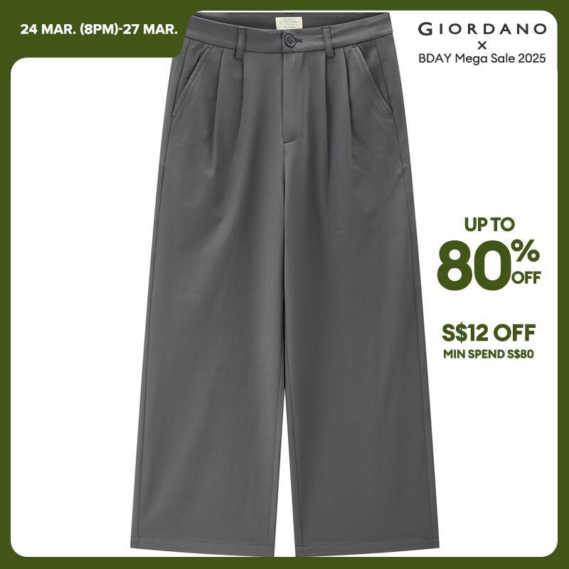 GIORDANO Women Pants Anti-Wrinkle Smooth Pleated Suit Pants Multi-Pocket Solid Color Simple Fashion Casual Pants 05414307 · v2